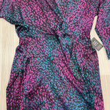 Express Size L Women's Purple-Multicolor Pattern Faux Wrap Dress