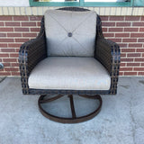 Outdoor Brown Swivel Wicker Chair