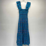 Cleobella Size S Women's Teal-Mullticolor Pattern Maxi-Short Sleeve Dress