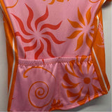 Shebeest Size XS Women's Orange-Pink Pattern Short Sleeve Activewear Top