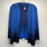 Ming Wang Size 2x Women's Blue-Black Pattern Open Front Long Sleeve Top