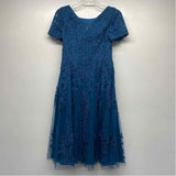 JJ's House Size XS Women's Blue Embellished Mesh Fit And Flare Dress