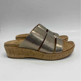 Kork-Ease Size 7 Women's Silver Shimmer Wedge Sandals