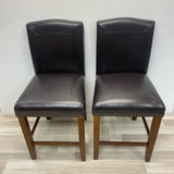 Pair Dark Brown Faux leather Counter Height Stool