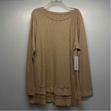 Soft Surroundings Size Xl Women's Brown-White Stripe Crew Neck Long Sleeve Top