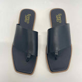 Franco Sarto Size 8.5 Women's Black Solid Camel Toe Flat Sandals