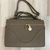 Oleada Mini Anchor Taupe Leather Pebbled Crossbody Handbag