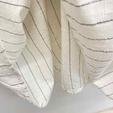 Chico's Size 2-L Women's White-Silver Stripe Maxi-Short Sleeve Dress
