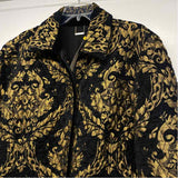 Chico's Women's Size 3-XL Black-Gold Pattern Button Up Jacket