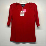 Lesley Evers Size Xl Women's Red Solid T-Shirt Short Sleeve Top