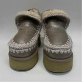 Mou Size 38-7.5 Women's Beige Shimmer Crochet Platform Booties