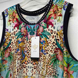 Johnny Was Size L Women's Black-Multi Botanical Tank Top Sleeveless Top