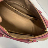 Coach Tan-Pink Signature Leather Shoulder Handbag