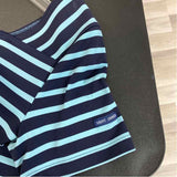 St. James Size 10-M Women's Navy-Aqua Stripe Short Sleeves Shift Dress