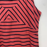 Serena Williams Women's Size Xl Coral-Black Striped Maxi-Sleeveless Dress