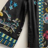 Johnny Was Size S Women's Black-Multi Embroidered Kimono Long Sleeve Top