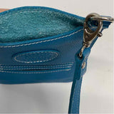 Roots Aqua Leather Pebbled Crossbody Handbag