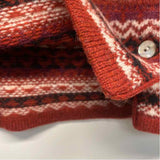 Tweeds Size L Women's Rust-Multicolor Pattern Button Up Sweater