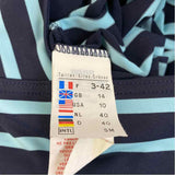 St. James Size 10-M Women's Navy-Aqua Stripe Short Sleeves Shift Dress