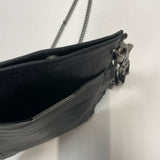 David Galan Black Leather Pebbled Crossbody Handbag