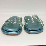 Tamara Mellon Stellaire Size 38-7.5 Women's Aqua Beaded Slide Sandals