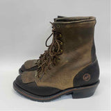 Double H Size 7 Women's Brown Distressed Lace Up Boots