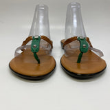 Italian Shoe Makers Size 9 Women's Brown-Green Braided Flats Camel Toe Sandals