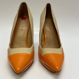 LAMB Size 6.5 Women's Tan orange Color Block High Heel Shoes