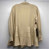 Pomander Place Size M Women's Tan Solid Button Up Shirt