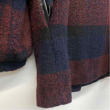 Velvet by Graham Spencer Women's Size S Burgundy-Navy Plaid Button Up Coat