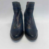 L'Artiste Size 37-6.5 Women's Navy-Multicolor Patchwork Ankle Booties