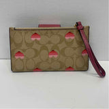 Coach Tan-Pink Signature Leather Bifold Wallet