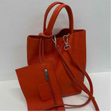 Made in Italy Orange Leather Pebbled Satchel Handbag