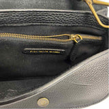 Polo by Ralph Lauren Black Leather Pebbled Crossbody Saddle Handbag