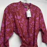 Ahimsa Women's Red-Pink Pattern Belted Short Robe
