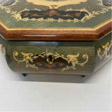 Green-Brown Wood Lacquer Wind Up Music Box