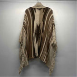 Lauren Jeans Size L Women's Beige-Brown Stripe Wrap Poncho-Cape