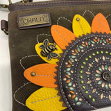 Chala Brown Faux Leather Patchwork Crossbody Handbag