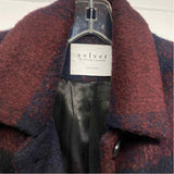 Velvet by Graham Spencer Women's Size S Burgundy-Navy Plaid Button Up Coat