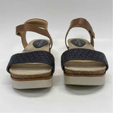 Josef Seibel Size 38-7.5 Women's Beige-Black Cut Out Platform Sandals