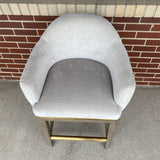 Frontgate Swivel Gray Velvet Bar Height Solid Stool