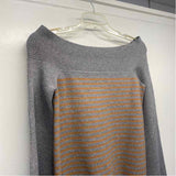 By Anthropologie Size S Women's Gray-Orange Stripe Pullover Sweater