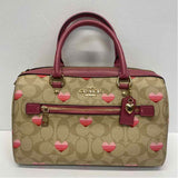 Coach Tan-Pink Signature Leather Shoulder Handbag