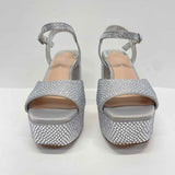Antonio Melani Size 6.5 Women's Silver Rhinestone Platform Shoes
