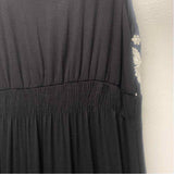 Caite Size L Women's Black-Multi Embroidered Maxi Dress