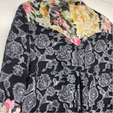 Citron Santa Monica Size S Women's Black-Multi Patchwork Button Up Blouse