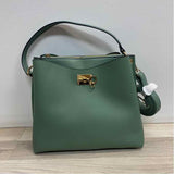Green Faux Leather Pebbled Shoulder Handbag