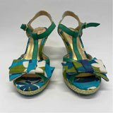 Poetic License Size 38-7 Women's Teal-Multi Pattern Heel Shoes