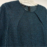 St. John Size 14-L Women's Black-Teal Tweed A Line Dress