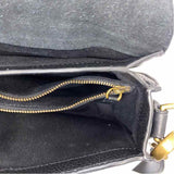 Polo by Ralph Lauren Black Leather Pebbled Crossbody Saddle Handbag